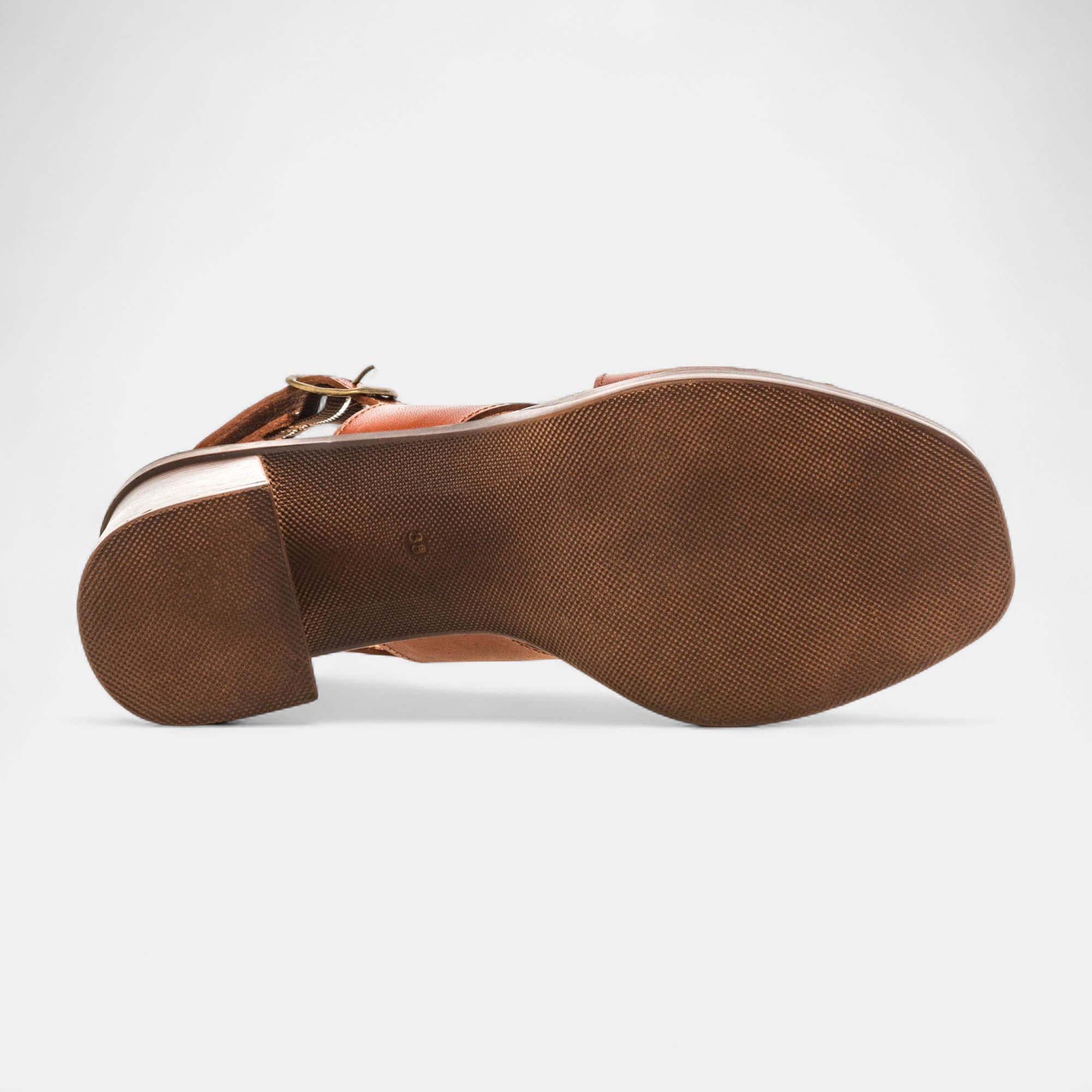 Nu-pieds à talon Femme en cuir cognac