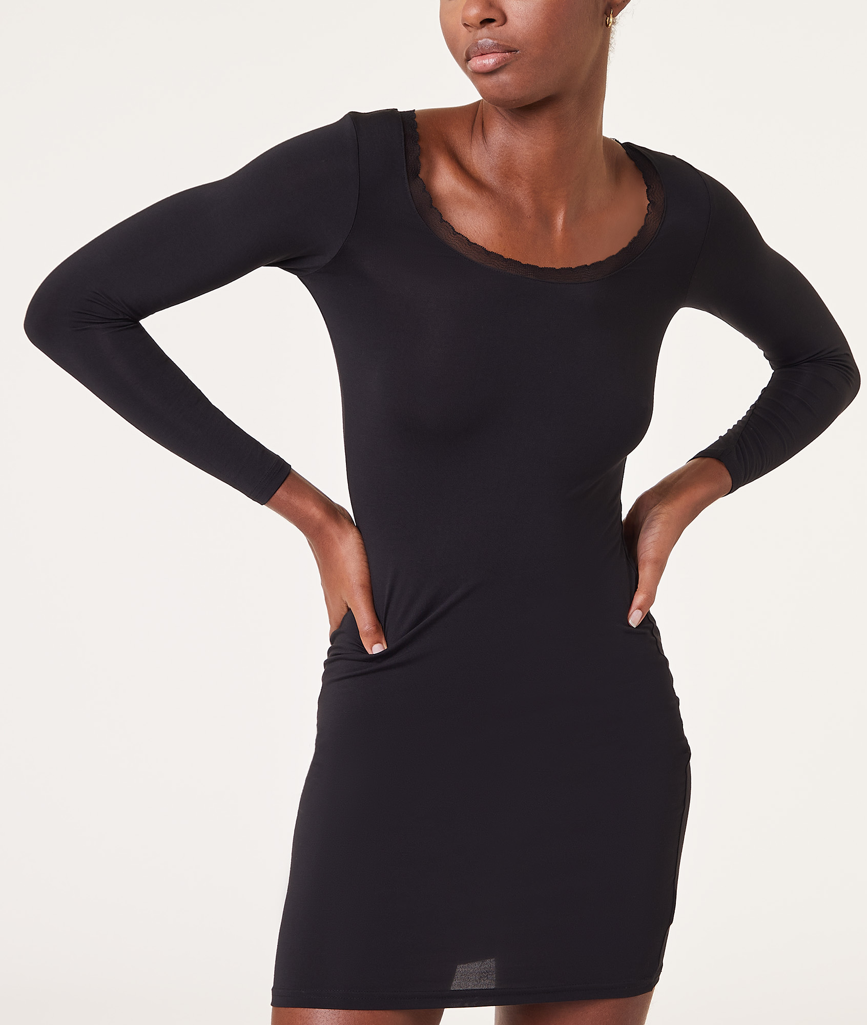 Fond de robe manches longues maille thermique