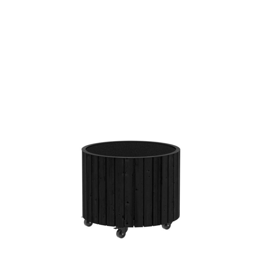 PLANTEKASSE PLUS CIRCLE M/HJUL SVART Ø55/45CM