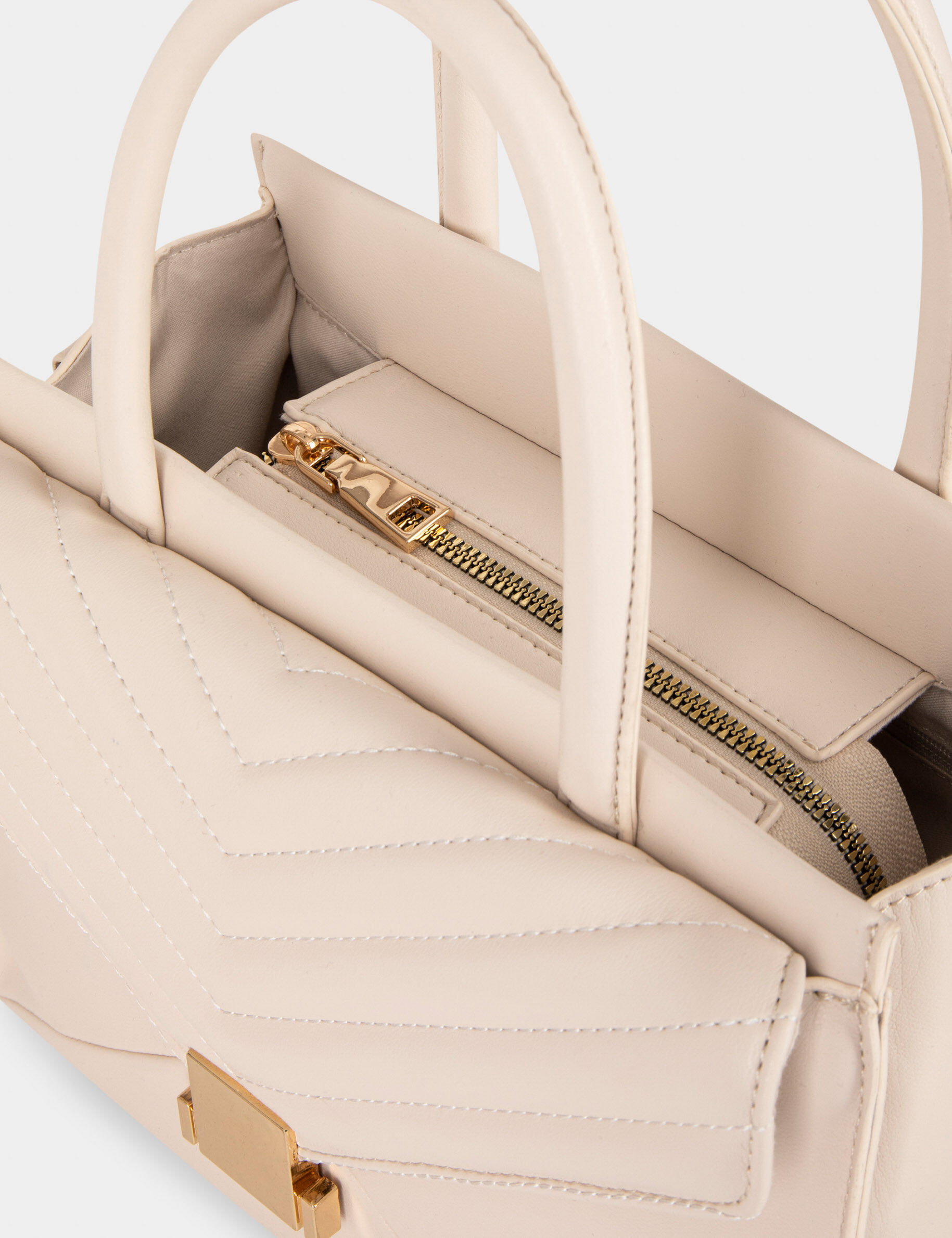 Sac avec rabat matelassé ecru femme - ecru