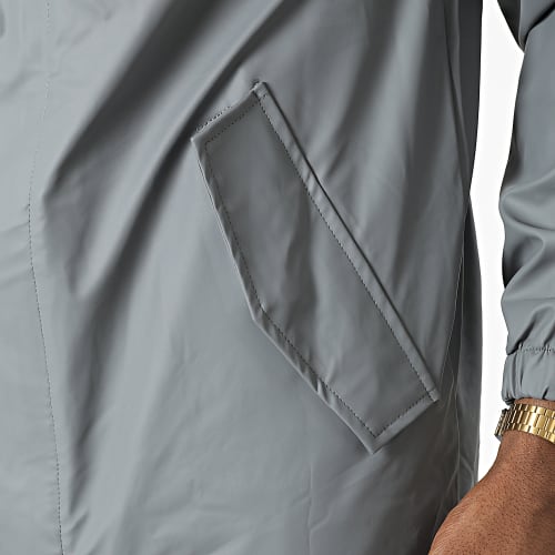 Veste Zippée Capuche Longue Gris