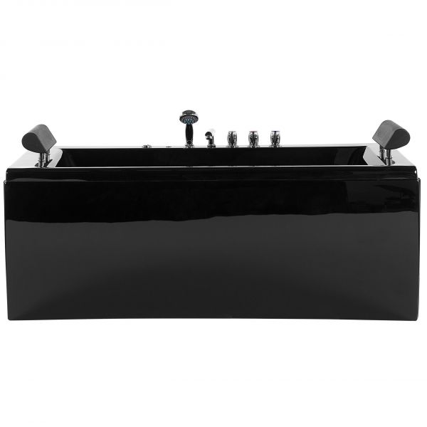 Beliani Banheira de Hidromassagem Preta em Acrílico Sanitário 172 X 83 cm com 2 Apoios de Cabeça e Iluminação led 172x83x86 - 4251682249720