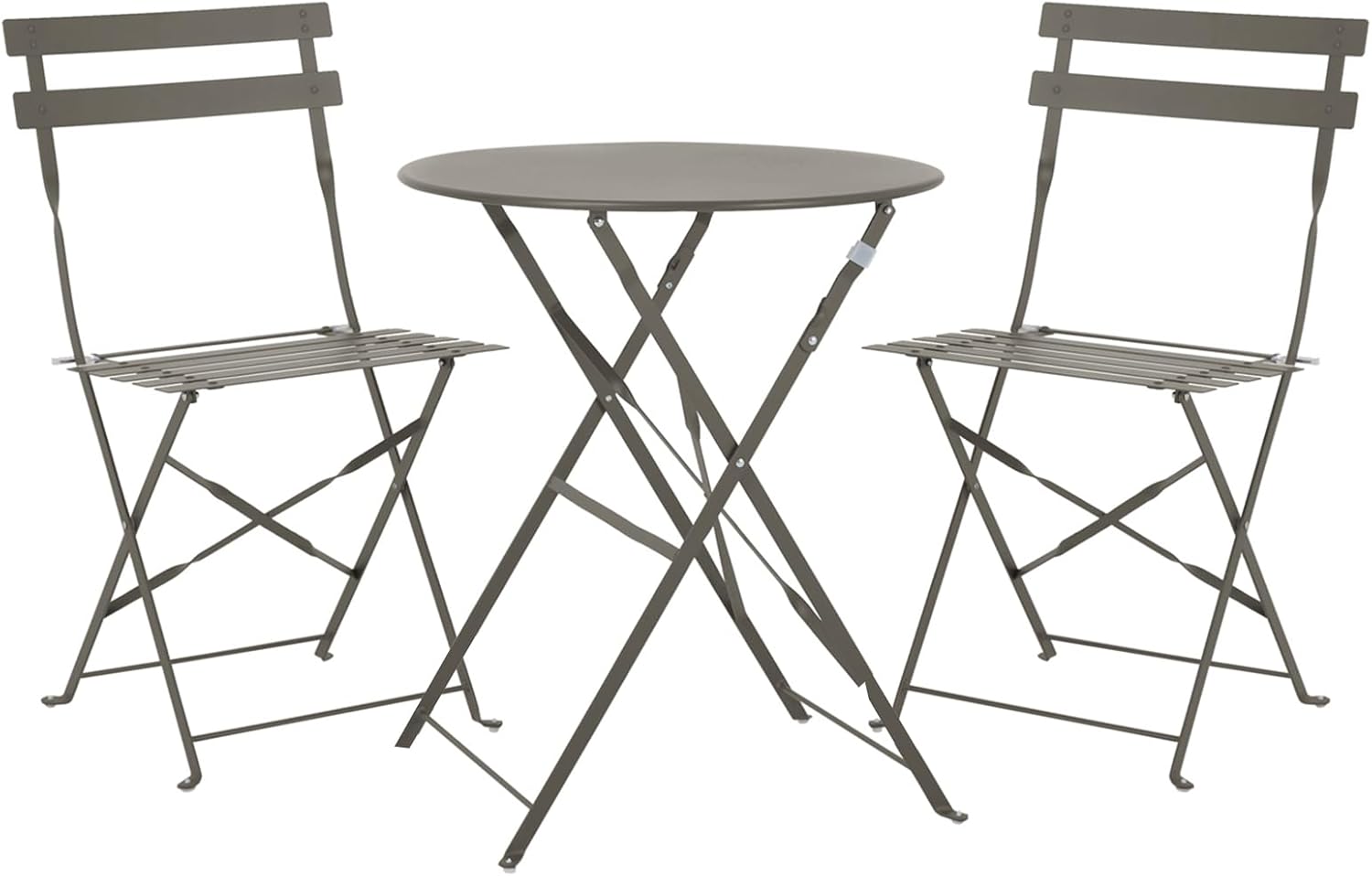 SVITA Bistro-Set 3-teilig Gartenset Garnitur Metall-Möbel Stuhl Tisch Klapp-Möbel Balkon-Set Taupe