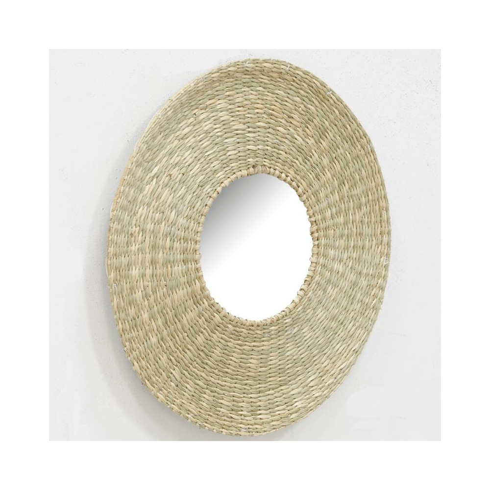 Miroir en jonc tressé