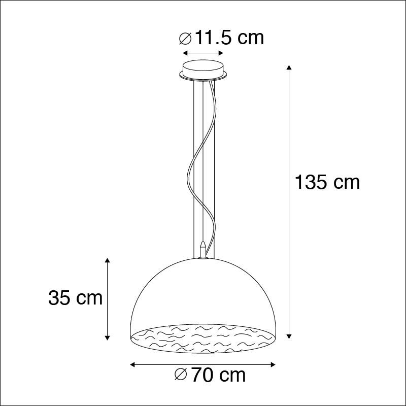 Moderne hanglamp wit met zilver 70cm - Magna
