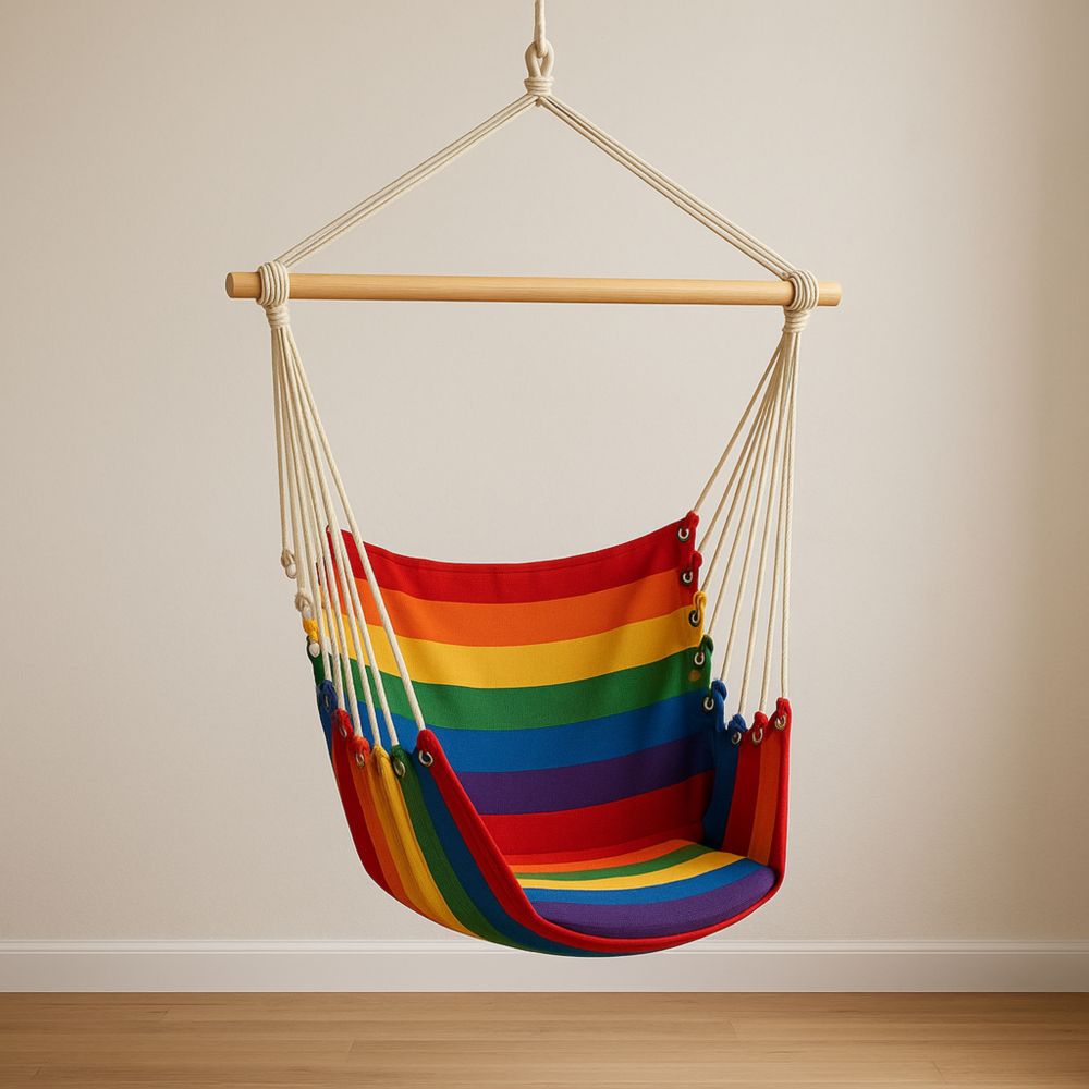 Hängesessel Baumwolle Regenbogenfarben 100x130 cm