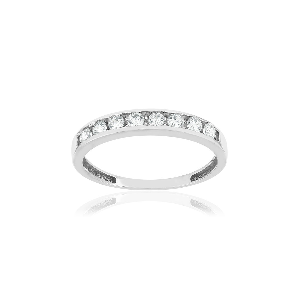 Bague demi tour or 375 blanc zirconias blancs