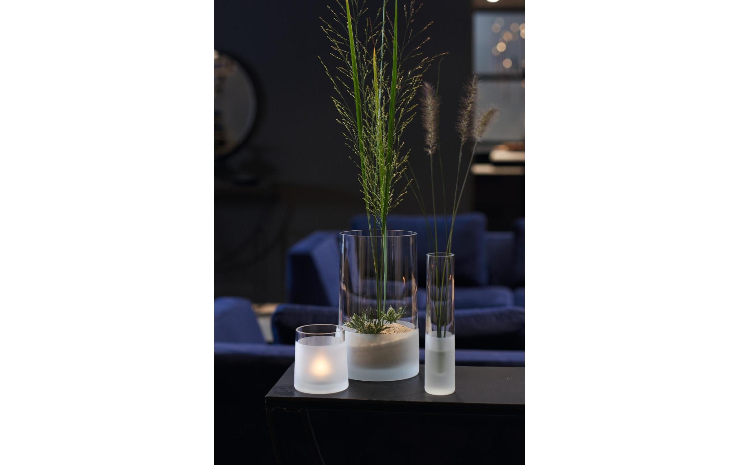 Vase Novara 26 cm 2 Stück, TransparentVase aus Glas, Transparent/Weiss