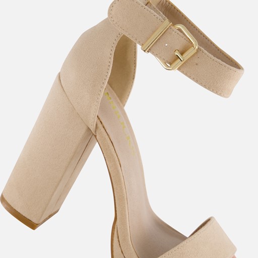 Ann Rocks Sandalen met hak beige Textiel