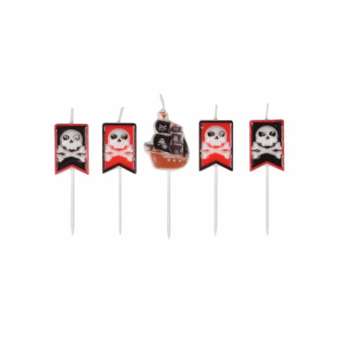 Paris Prix Lot de 5 Bougies d'Anniversaire Pirates - Multicolore