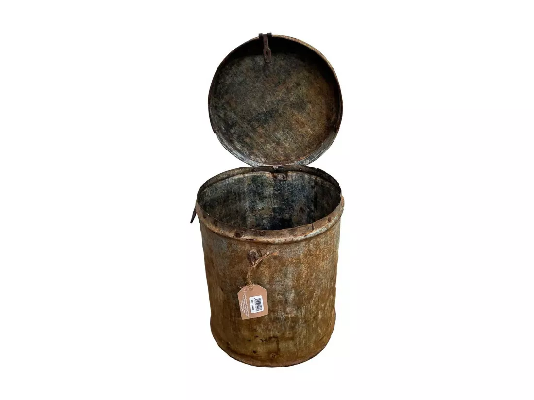Bidon en metal marron 29x29x36h