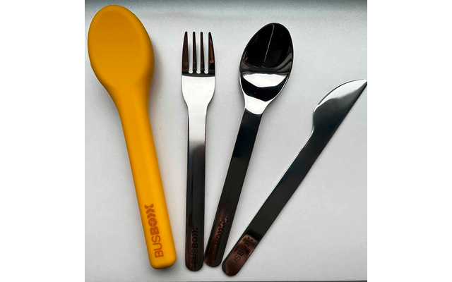 BusBoxx Besteckset 3-teilig mit elastischer Hülle bestehend aus Messer / Gabel / Löffel
