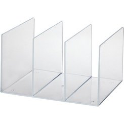 Porte-revues acrylique, 3 compartiments, transparent