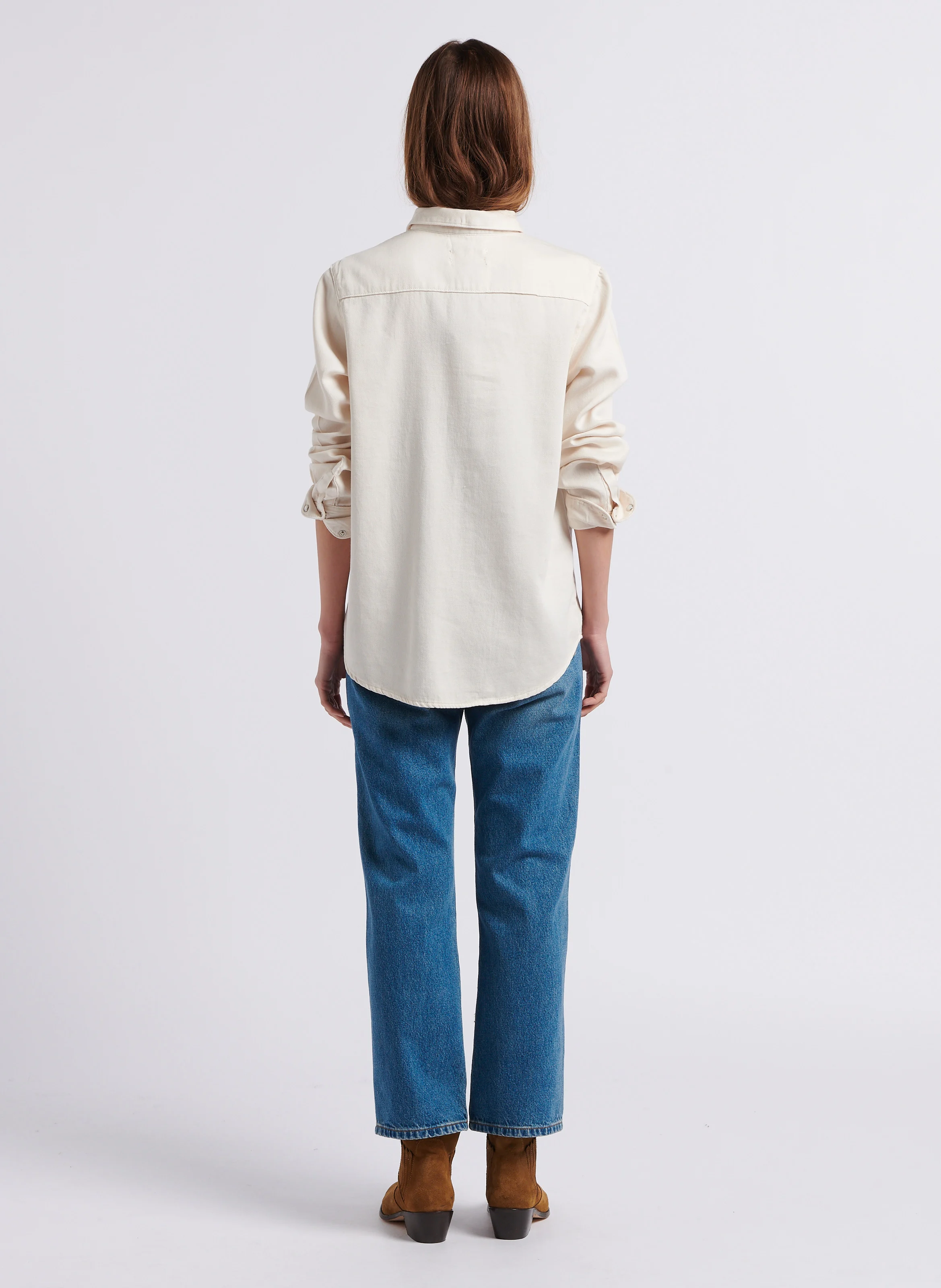 Chemise droite col classique en coton | Blanc