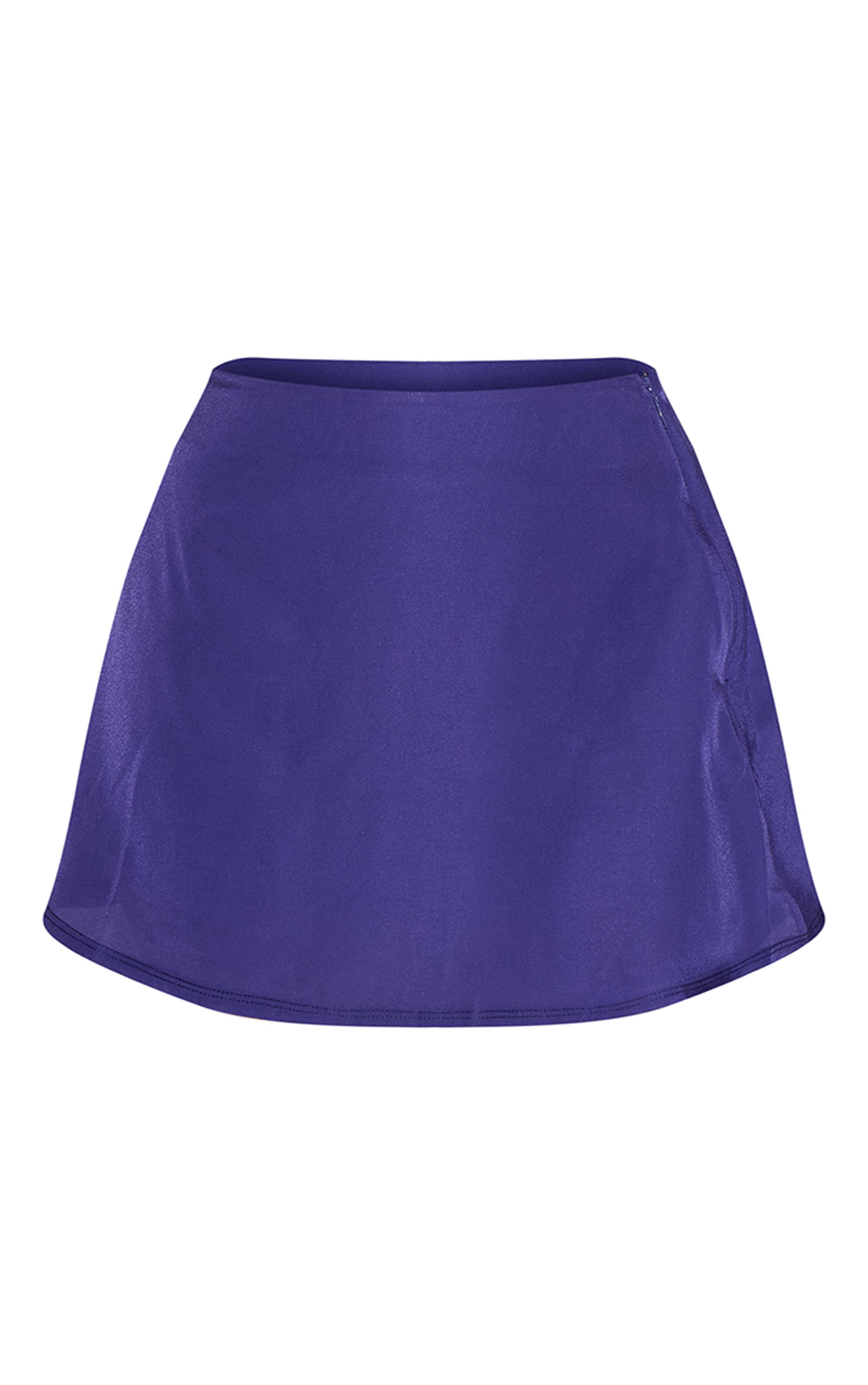Bleu Marine Mini-jupe Évasée En Mousseline
