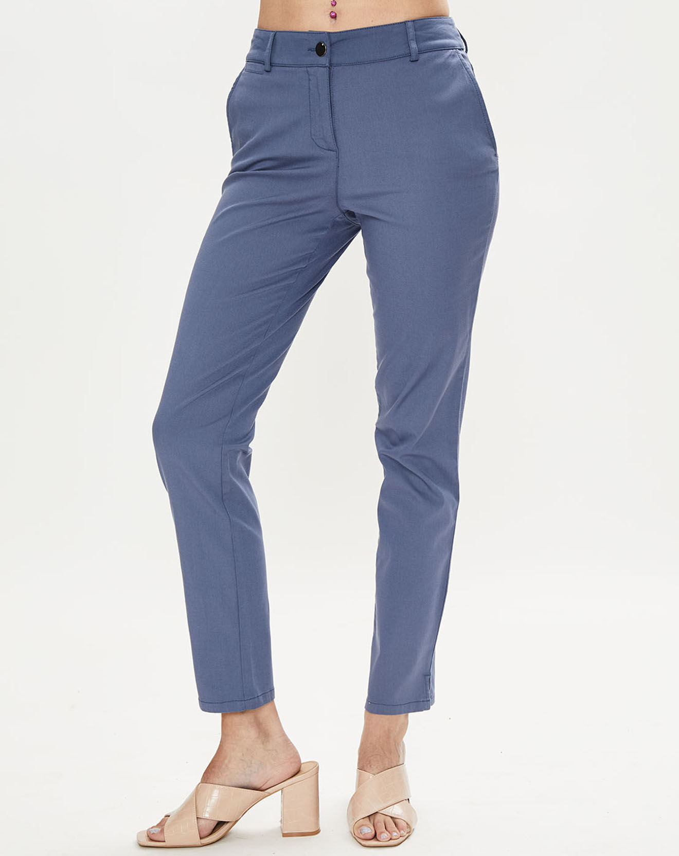 Devernois Pantalon Palio en Toile de coton mélangé bleu outremer