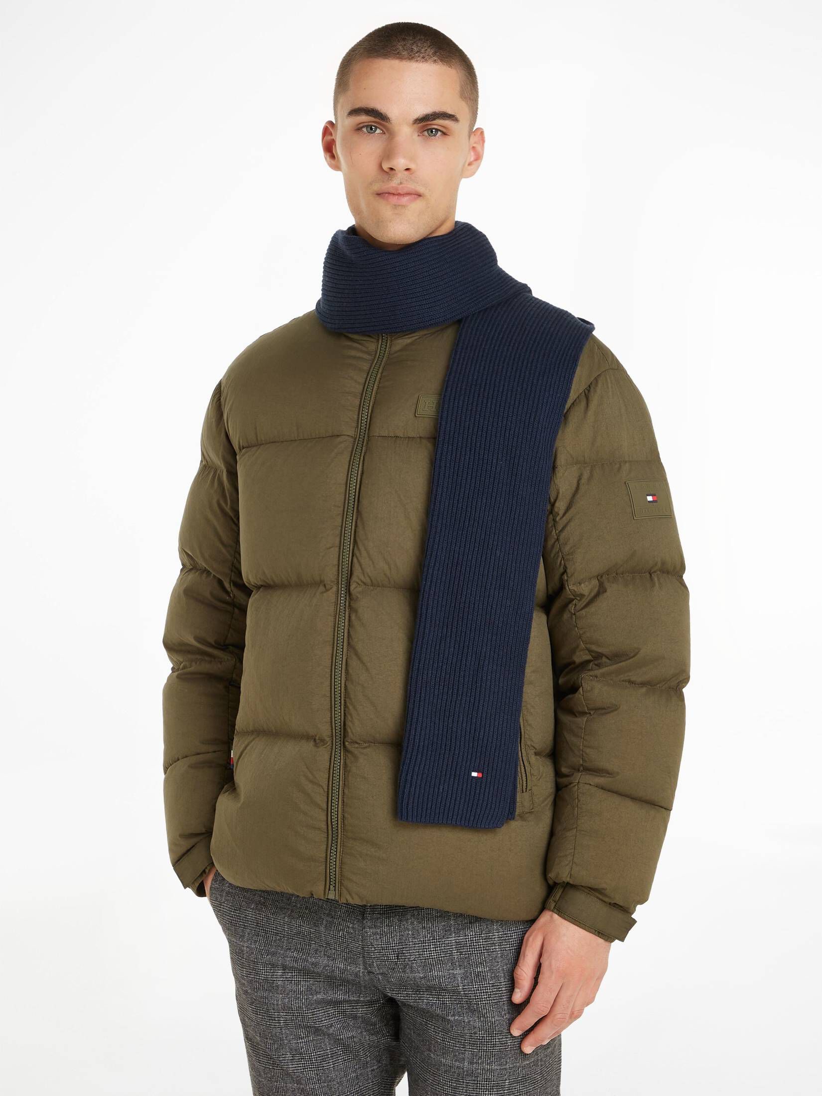Tommy Hilfiger| Herren Schal ESSENTIAL FLAG SCARF aus Baumwolle und Kaschmir
