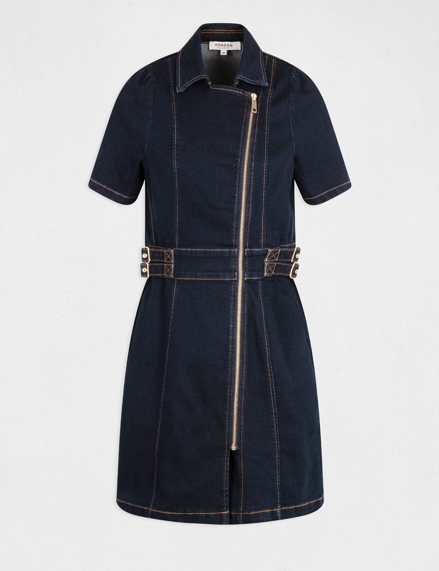Robe droite zippée en jean jean brut femme - jean_brut