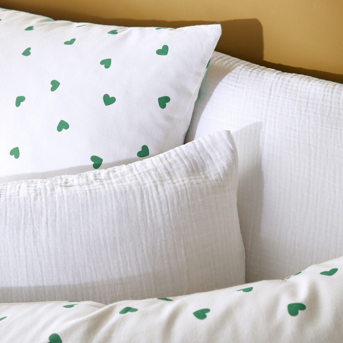 LA REDOUTE INTERIEURS<br>Conjunto de roupa de cama em 50% algodão reciclado com fronha quadrada, verde, da Scacco