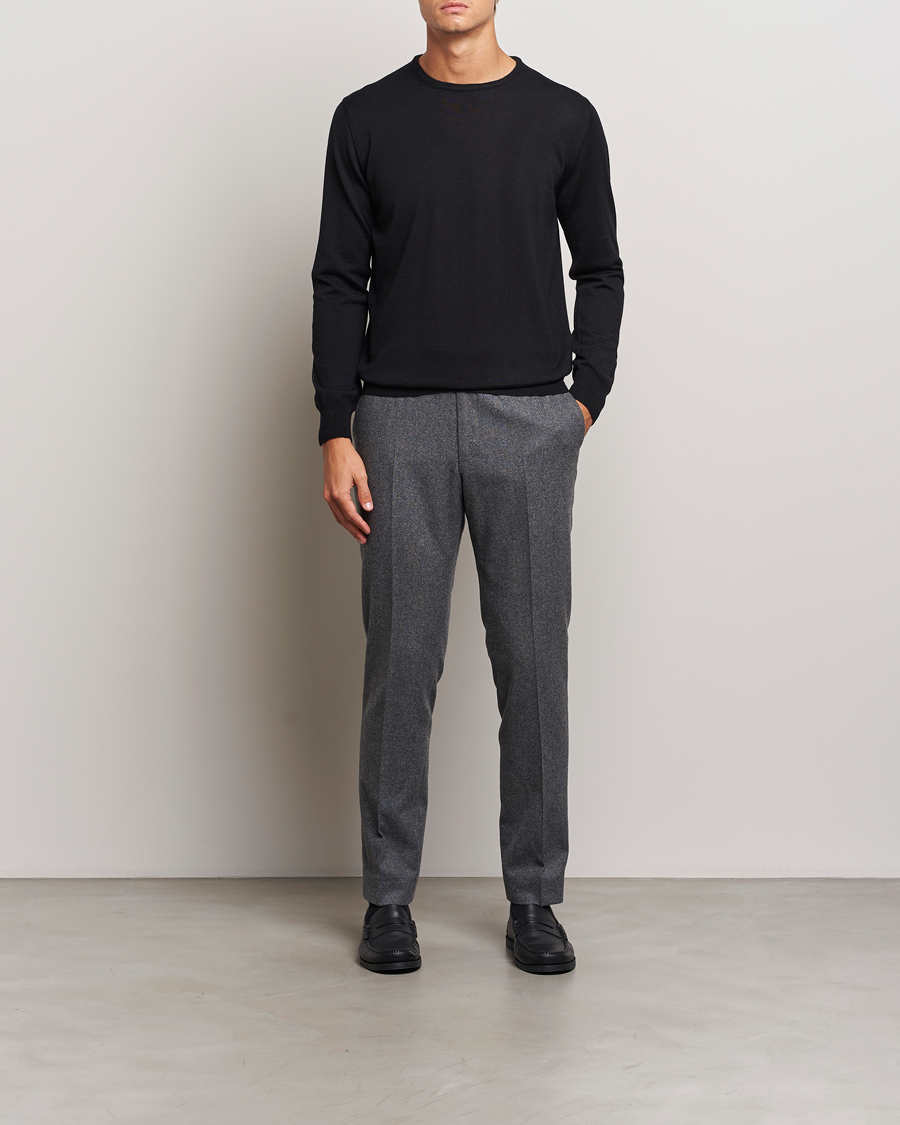 Morgano Extra Fine Merino Wool Crewneck Black