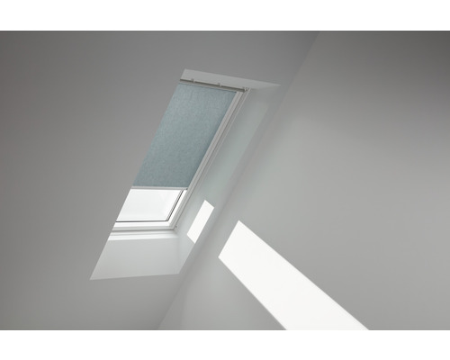 VELUX privacy rolgordijn, blauwgrijs, effen kleur, handmatig, wit frame, RFL C02 4170SWL