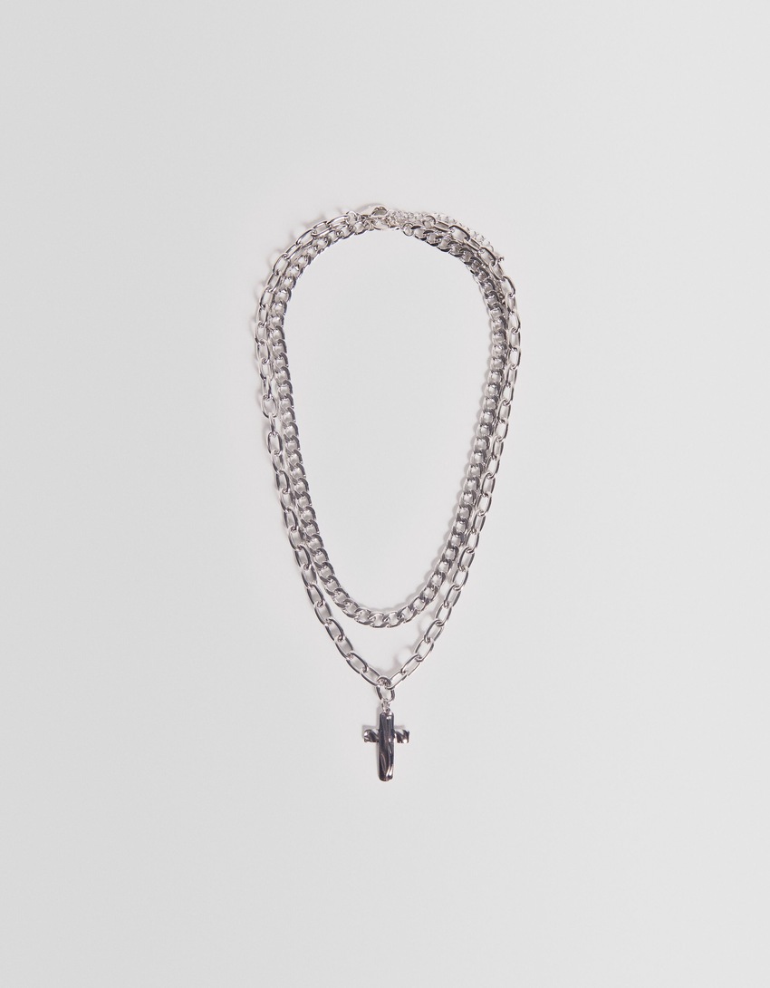 Conjunto de 2 colares com pingente de cruz