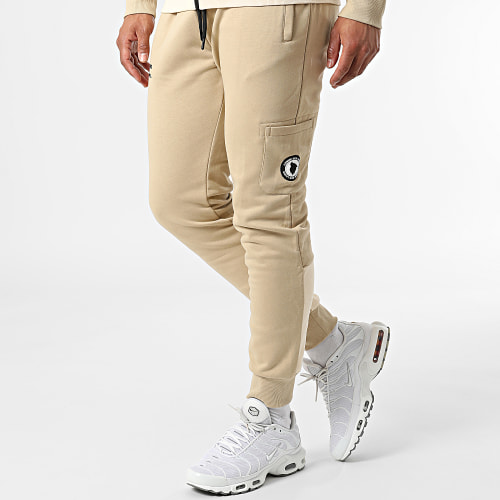Ensemble Sweat Zippé Capuche Et Pantalon Jogging Everest Camel Clair Beige