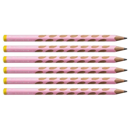 Ergonomischer Dreikant-Bleistift für Linkshänder - STABILO EASYgraph in pastellpink- 6er Pack - Härtegrad HB