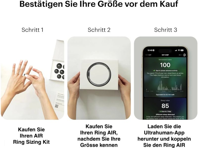 Ultrahuman Ring AIR Grösse: 8, Dunkelgrau Smartring