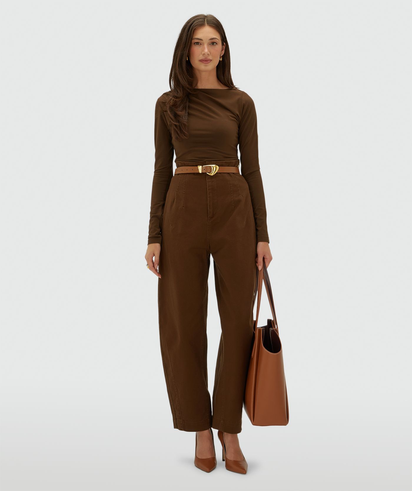 JV-LENIE slim fit top - brown
