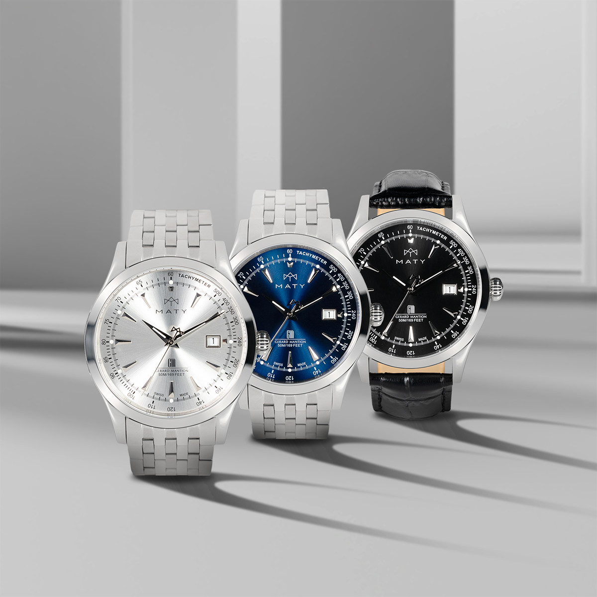 Montre MATY GM cadran noir bracelet cuir noir