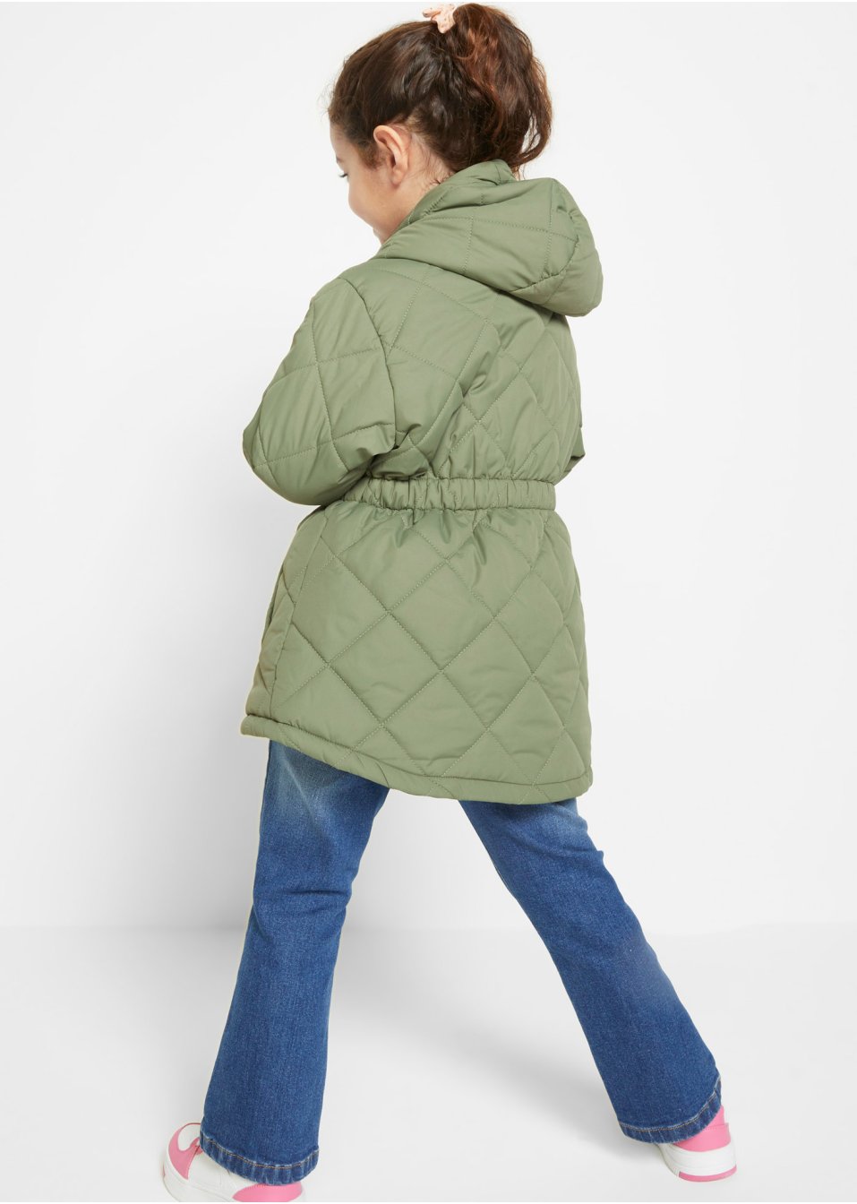Parka fille avec motif losange matelassé