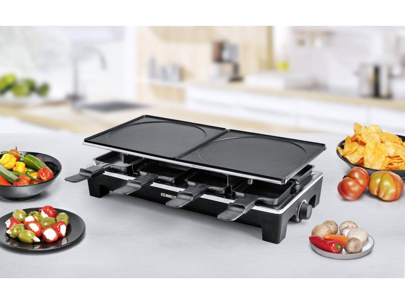 Rommelsbacher Racletteofen RCS 1350 8 Personen Raclette Grill mit zwei Wendegrillplatten