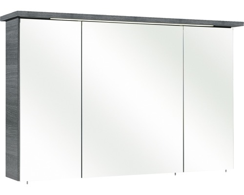 Pelipal Cesa III spiegelkast, 115 x 20 x 72 cm, grafietstrepen, horizontaal, 3-deurs, LED, IP44