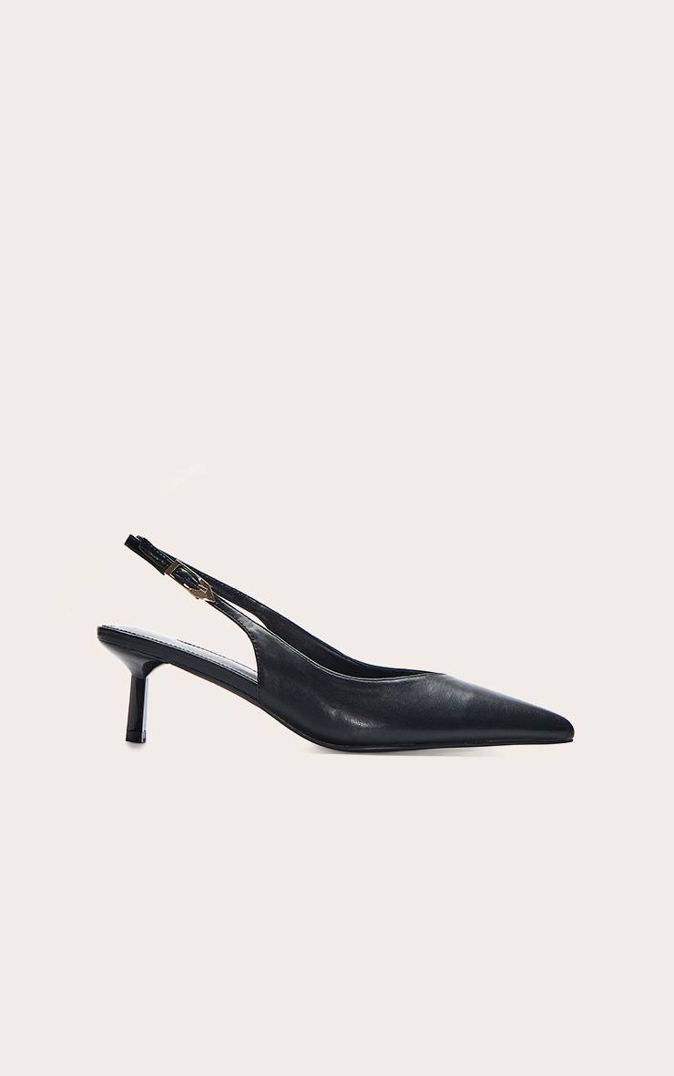 Noir Escarpins À Bride Arrière Et Découpe En V À Petit Talon Effet Croco