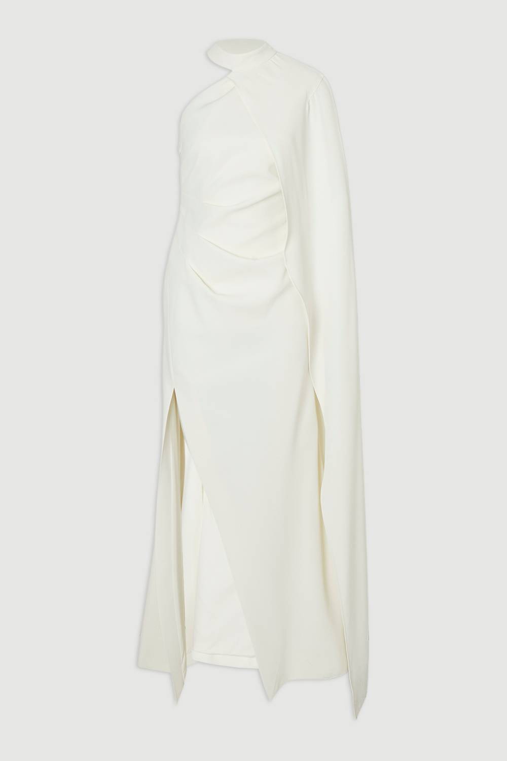 KarenMillen Robe Maxi Petite à Une Épaule avec Manche Cape Taillée Douce