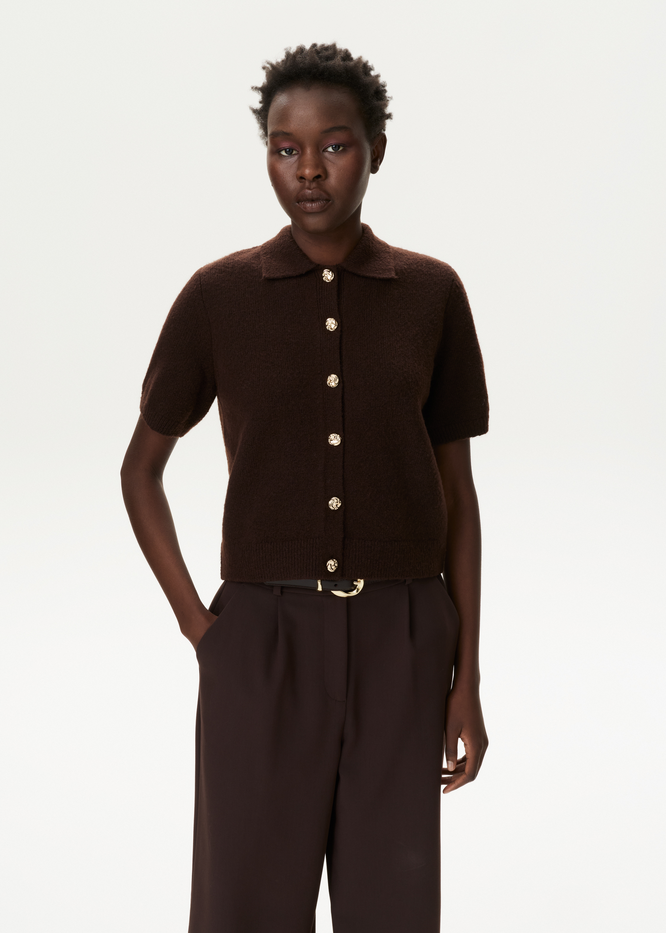 Gebreide polo vest