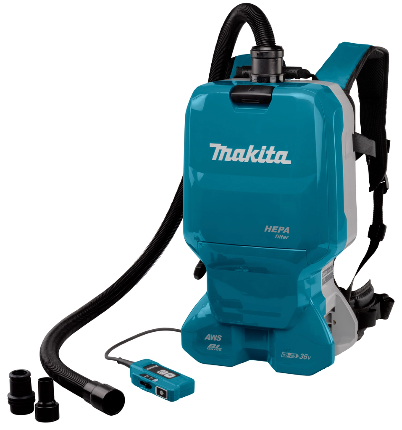 Makita DVC665ZU 2x18V Li-Ion rugstofzuiger body incl. accessoires - 1800L/min - 110mbar - koolborstelloos