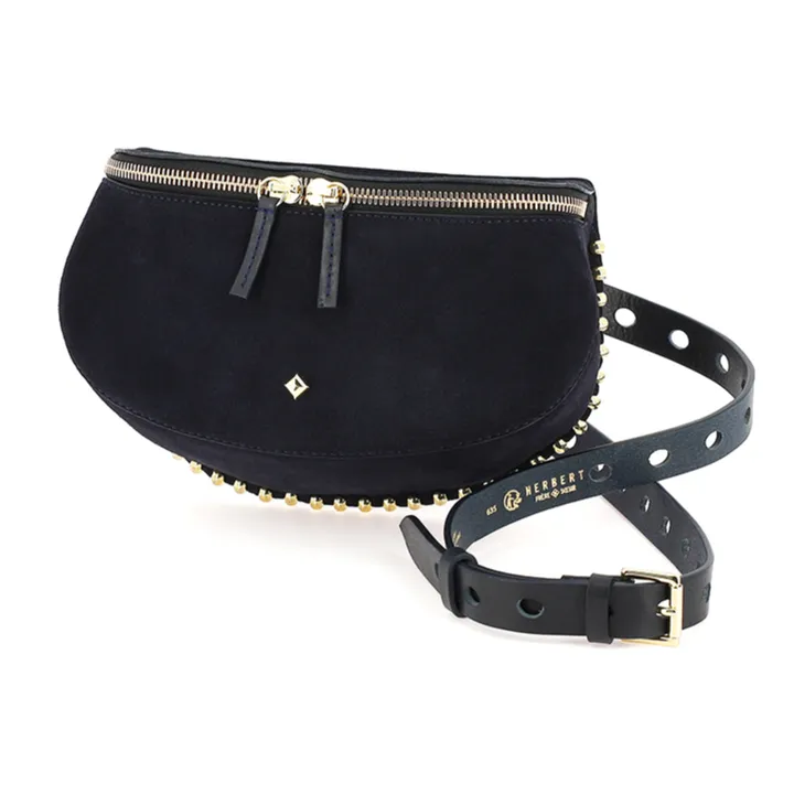 herbert frère soeur Sac Banane La Lili Rock Velours | Bleu marine
