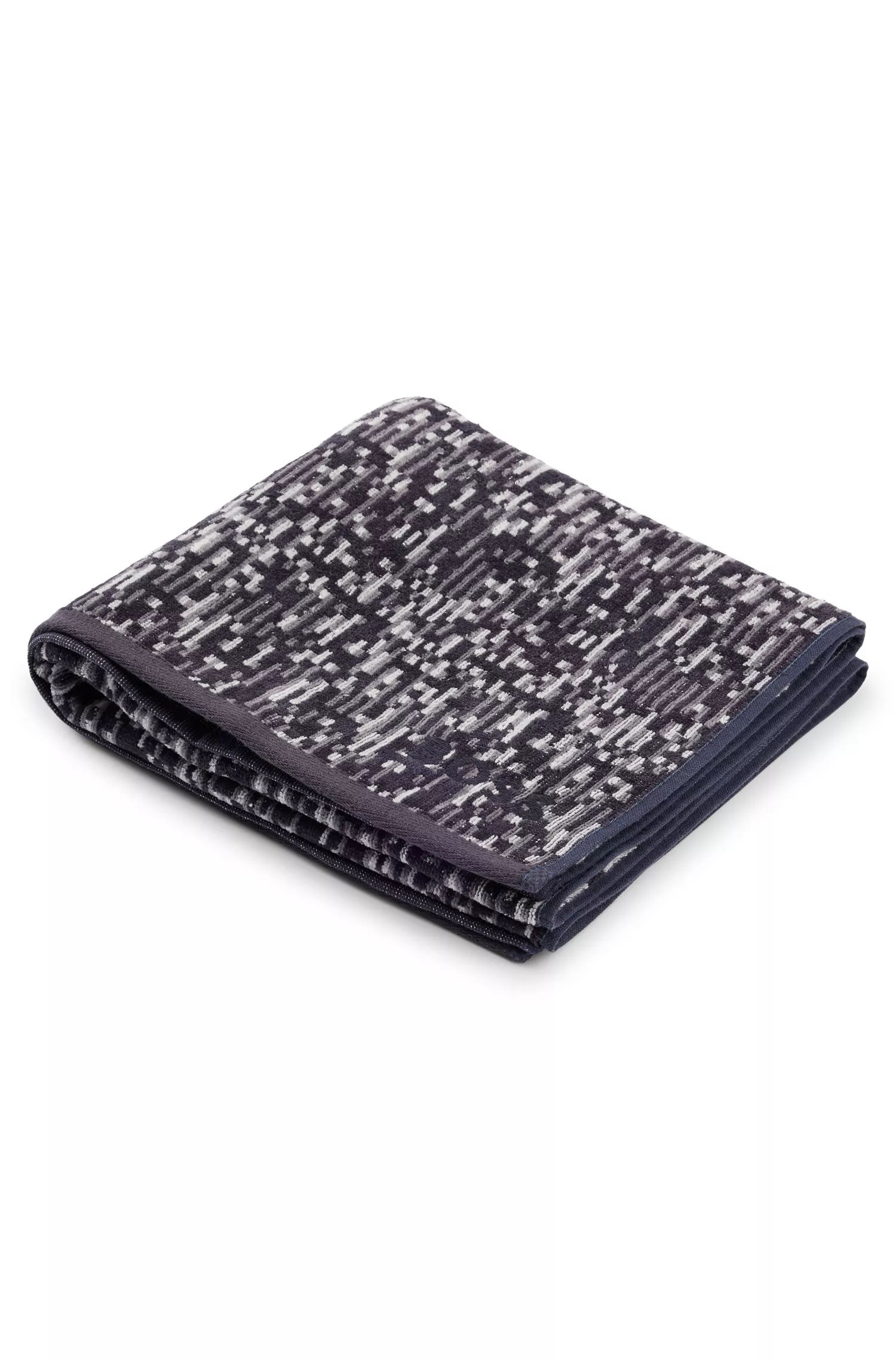 Toalha de mão BOSS em jacquard preto com borda acetinada da BOSS