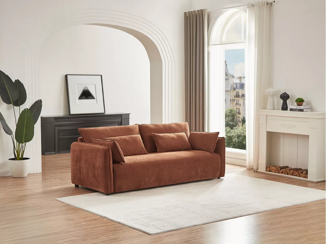 Canapé 3 places en tissu terracotta BALAVO