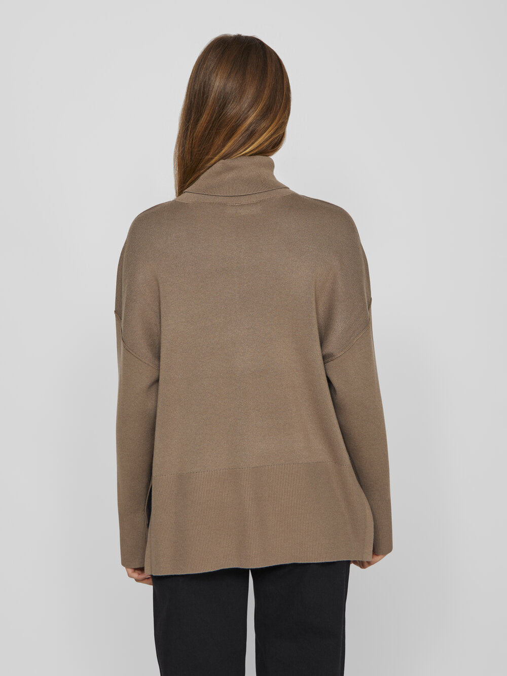 Vila  Viostria Rollneck L/S striktrøje - Fossil