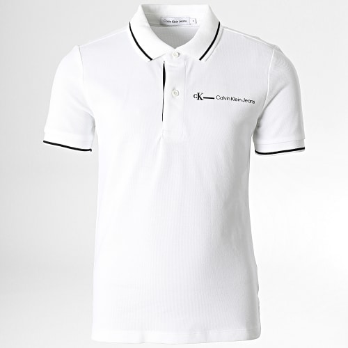 Polo Manches Courtes Enfant Lined Logo 1313 Blanc