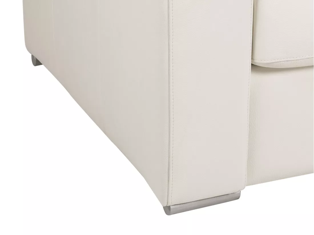 Canapé 3 places convertible express 100% cuir de buffle blanc matelas 16 cm. DELECTEA II