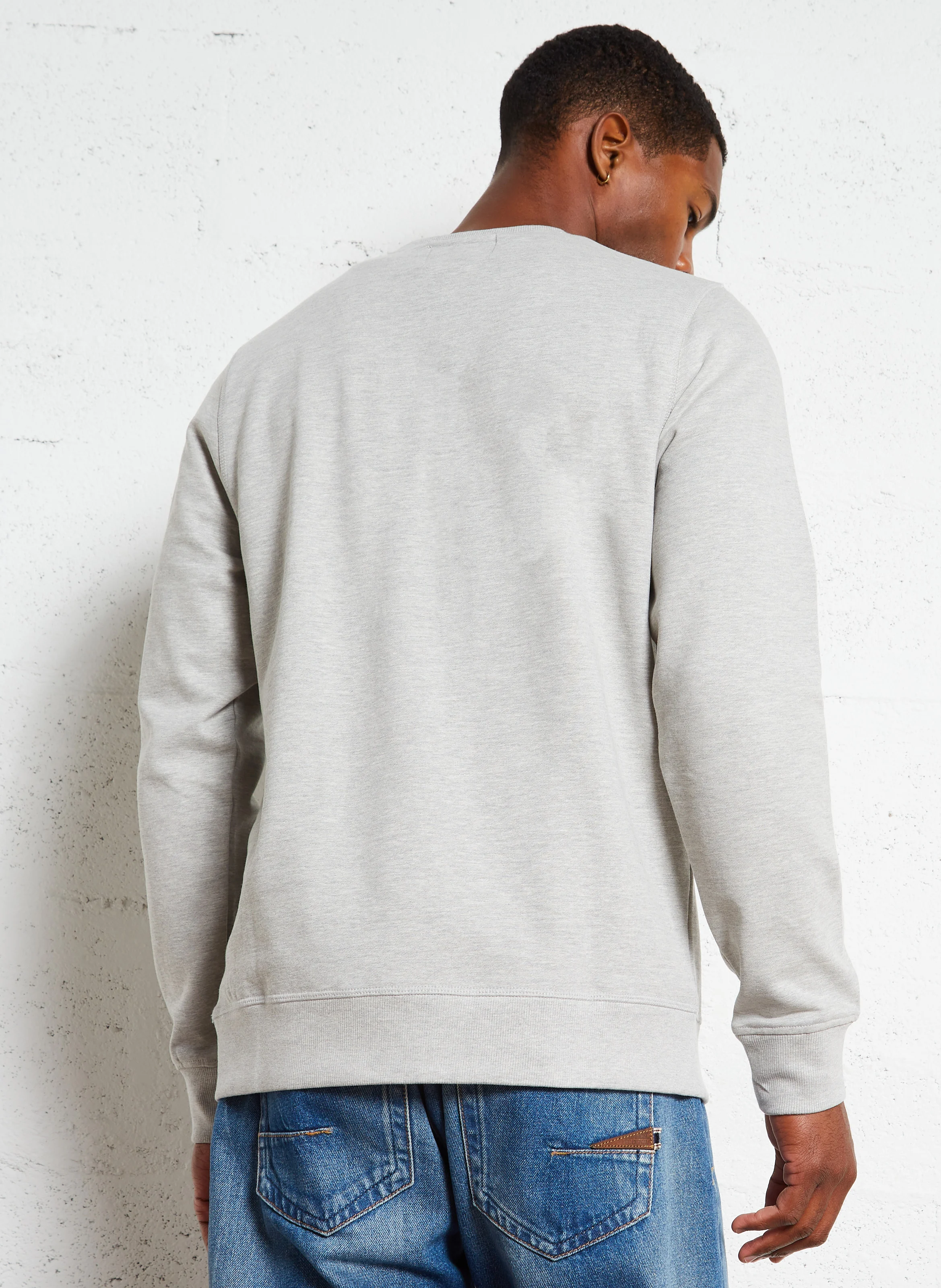 ETOL - Sweat droit col rond brodé en coton mélangé| Gris