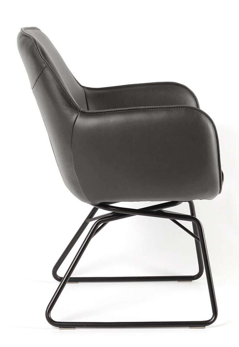 WK WOHNEN Esszimmerstuhl Leder Nightgrey