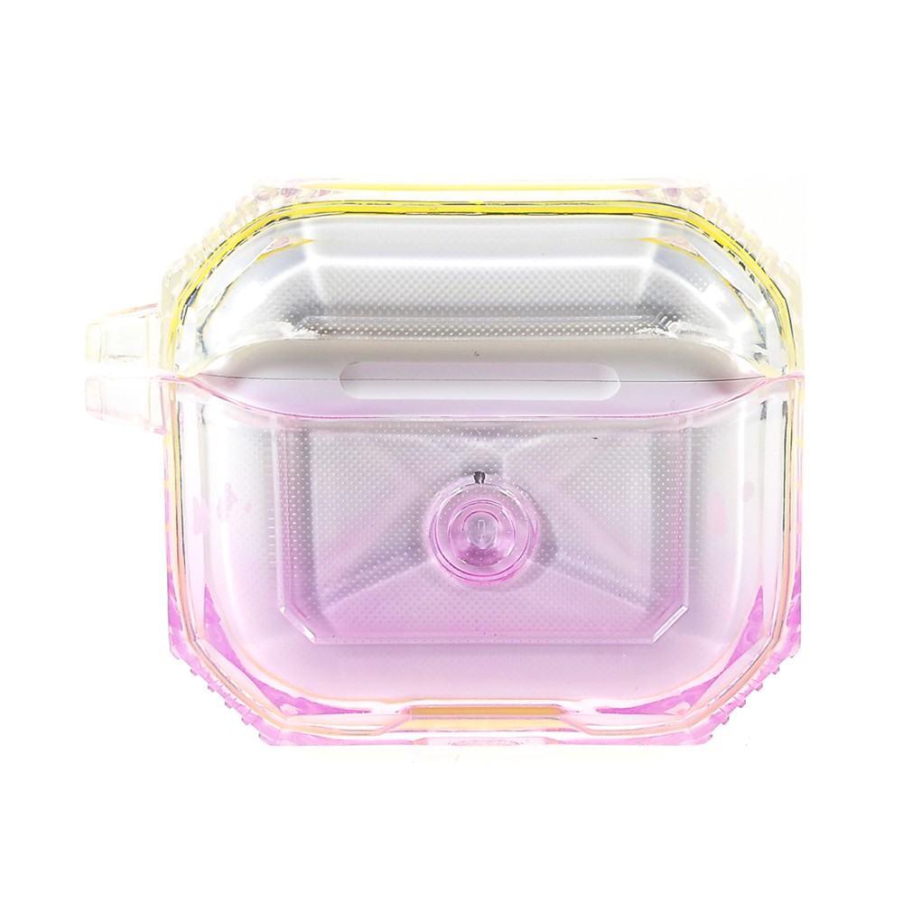 AirPods (3. Generation) Gummi Schutzhülle Air Cushion Fallschutz mit Farbverlauf   Trageschlaufe - Transparent / Gelb