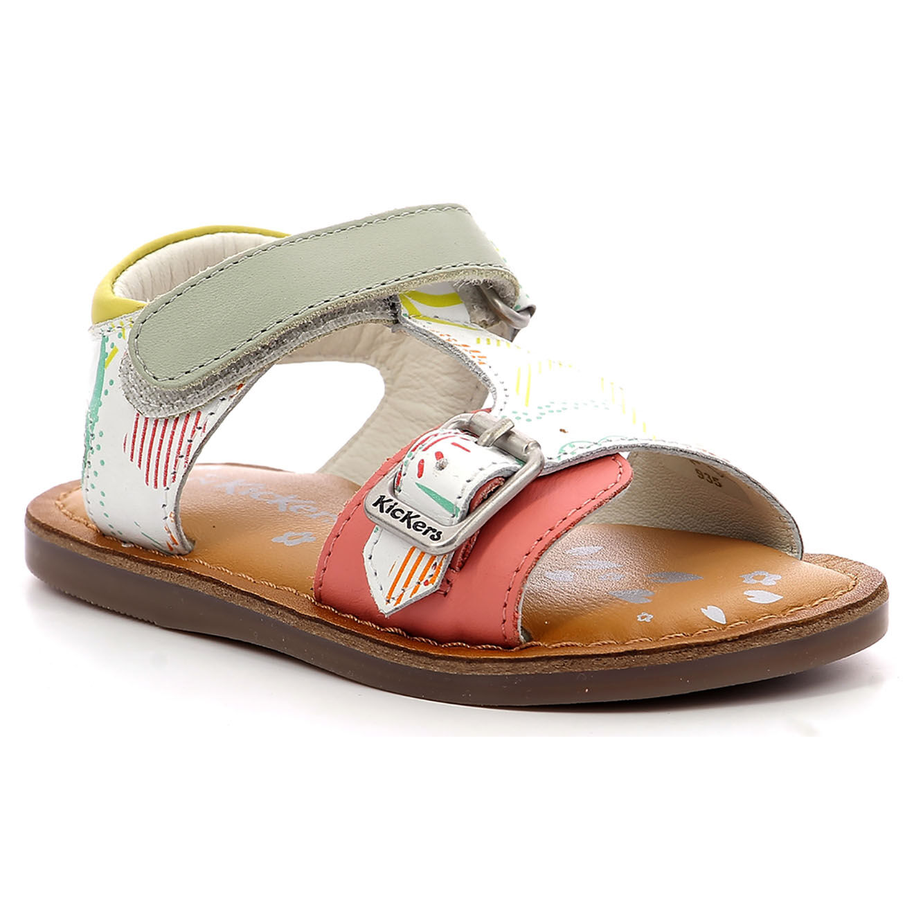 Kickers Sandales en Cuir Diazz blanc/sunshine