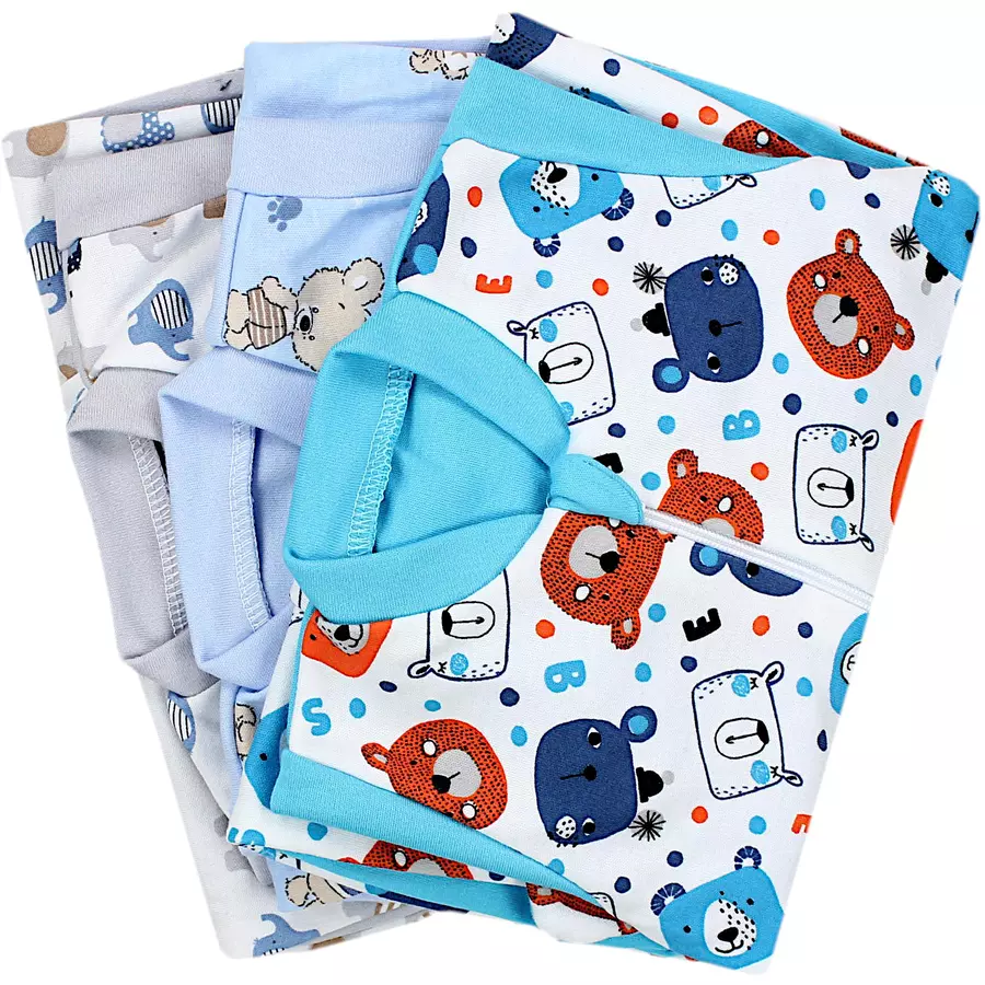 TupTam Baby Unisex Schlafstrampler mit Fuß 3er Pack blaugrau