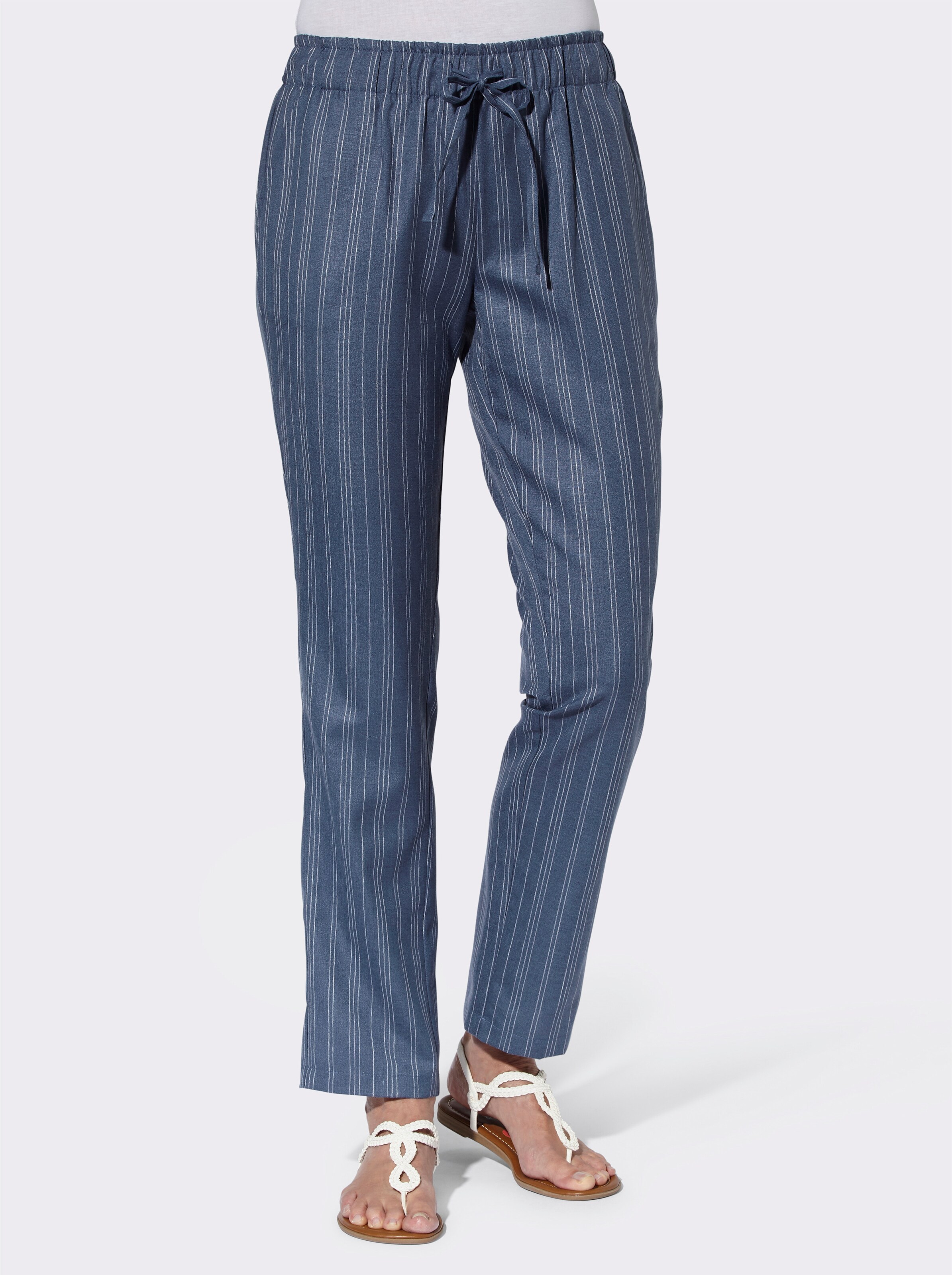 Schlupfhose mit Dehnbund, Leinen-Optik